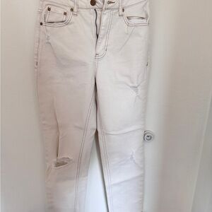 Elegant Cream Straight Leg Women's Jeans